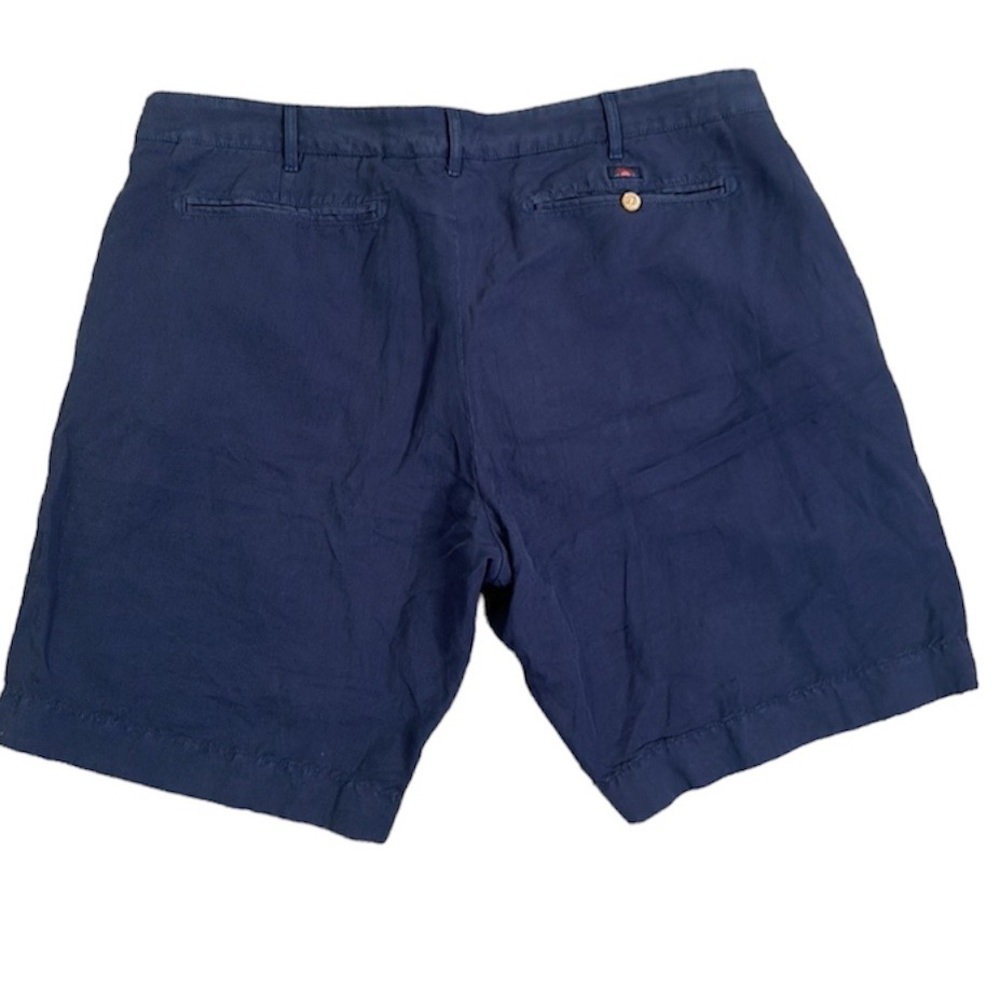 FAHERTY brand linen cotton blend short size 40 navy blue summer vacation - Picture 2 of 10